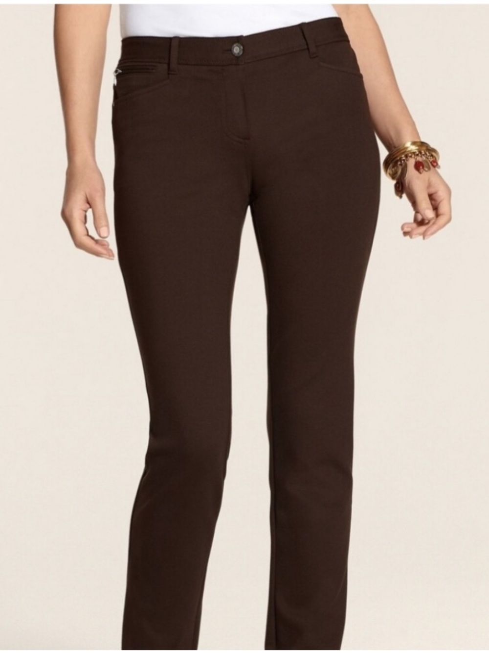Chico's So Slimming 5 Pocket Pants brown
Size 2 = large pull on stretch